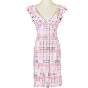 White Tweed Amanda Uprichard Mini Dress - Ruffle Cap Sleeve - Small